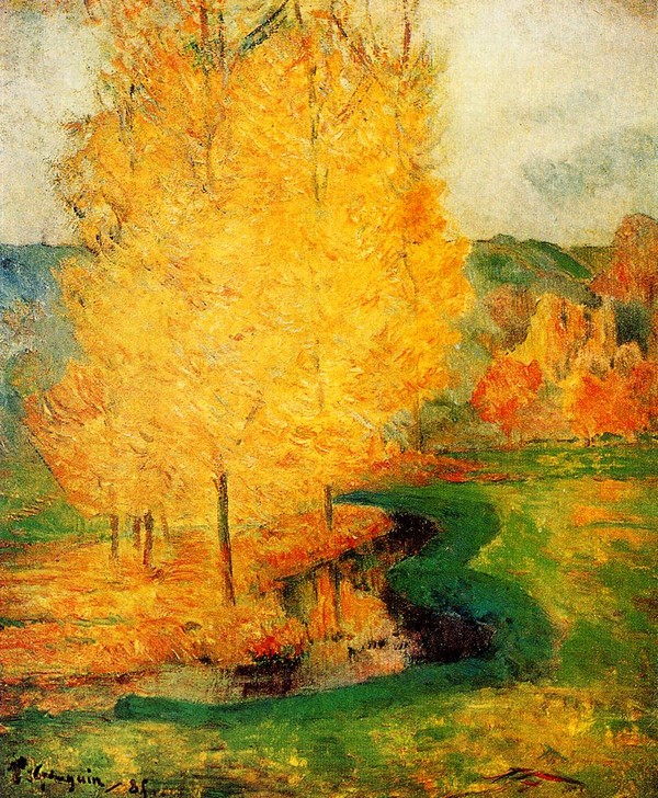 By the Stream, Autumn - Paul Gauguin Painting